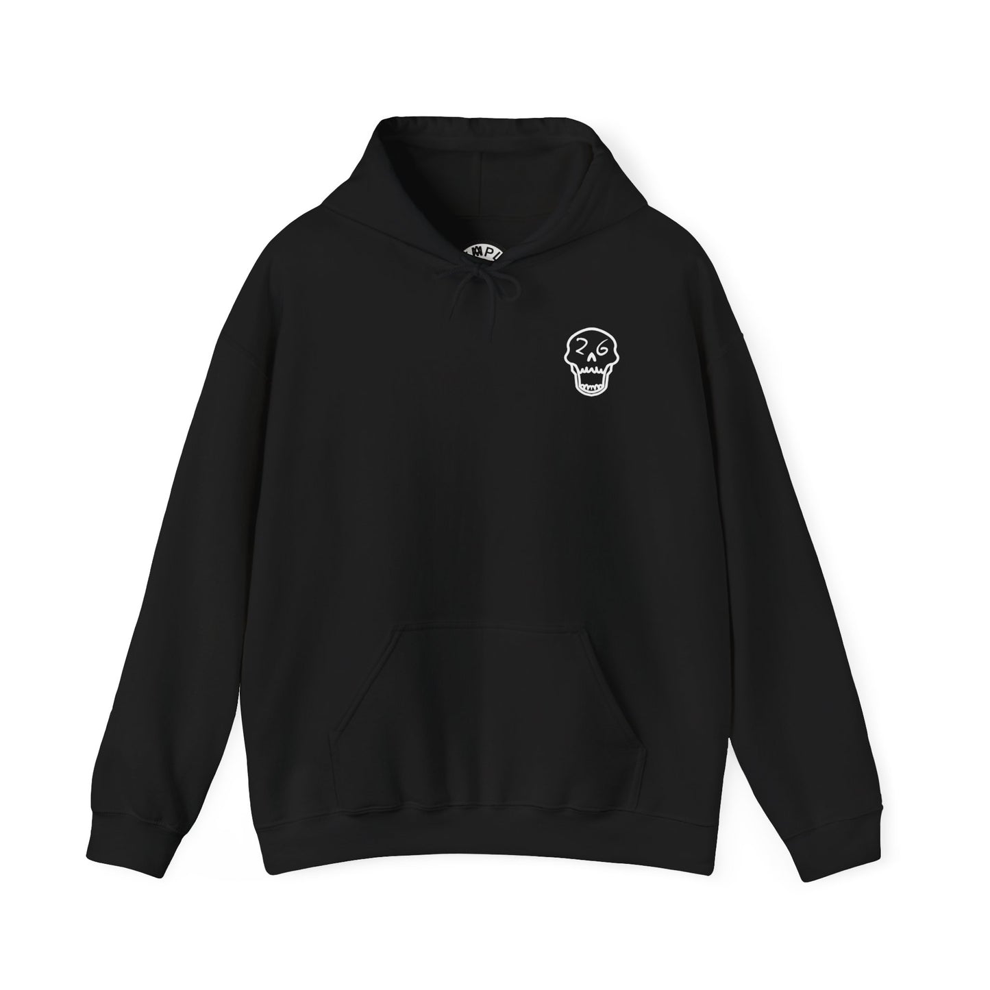Skull Helmet Graphic Hoodie | Back Print Skull with Helmet and Red Lines