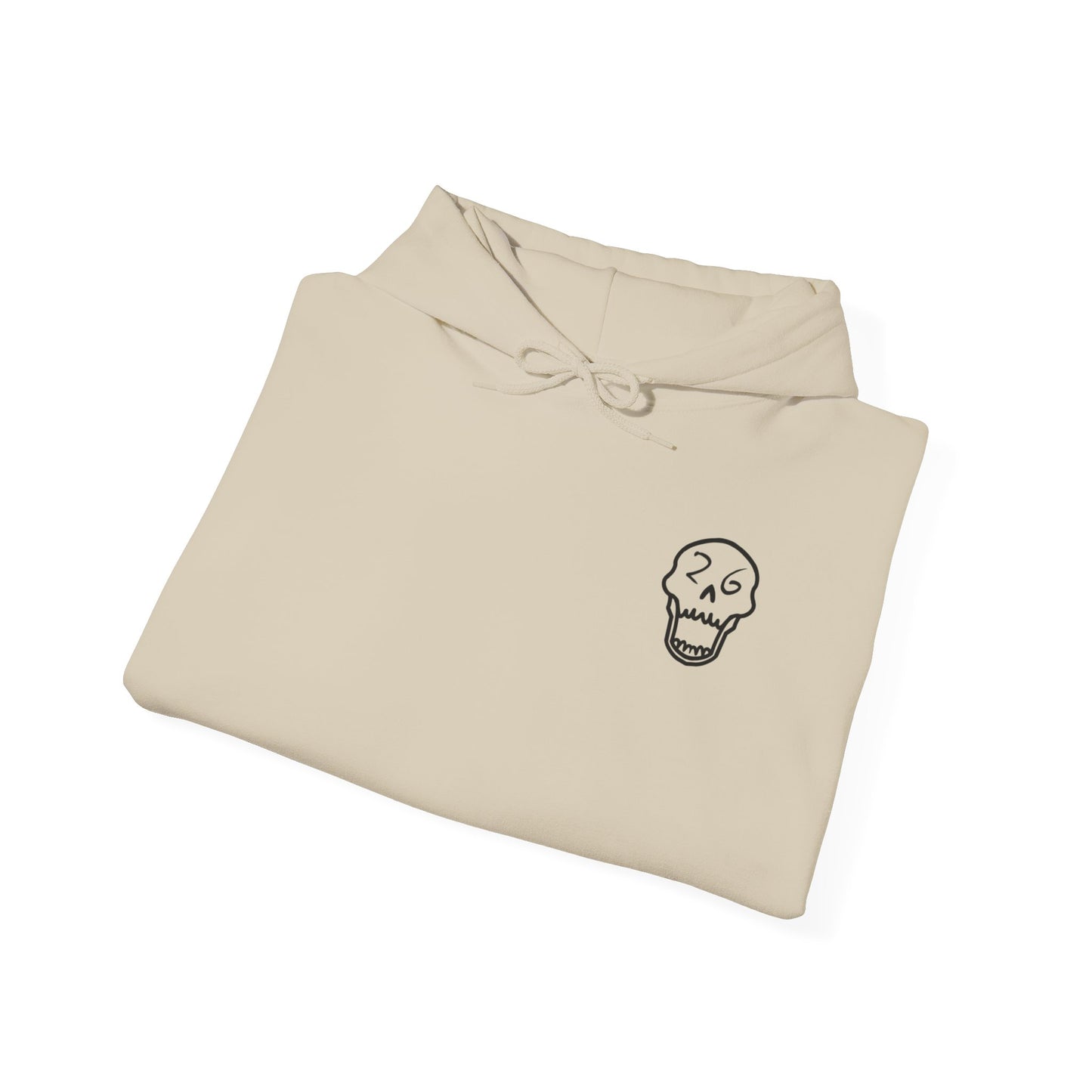 Skull Helmet Graphic Hoodie | Back Print Skull with Helmet and Red Lines