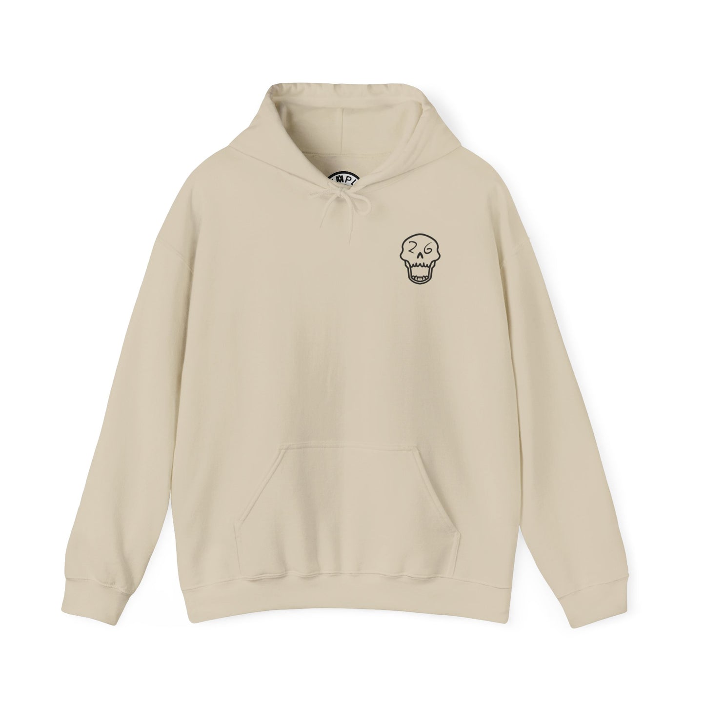 Skull Helmet Graphic Hoodie | Back Print Skull with Helmet and Red Lines